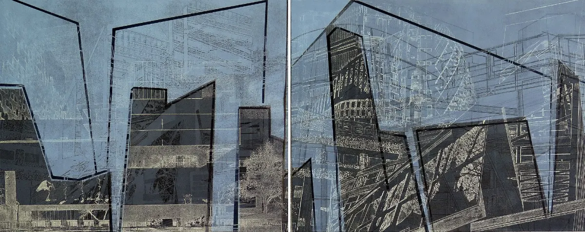 Architectural Divide, 2018. etching, aquatint, relief print. 2 panel. 78 x 112cm.jpg
